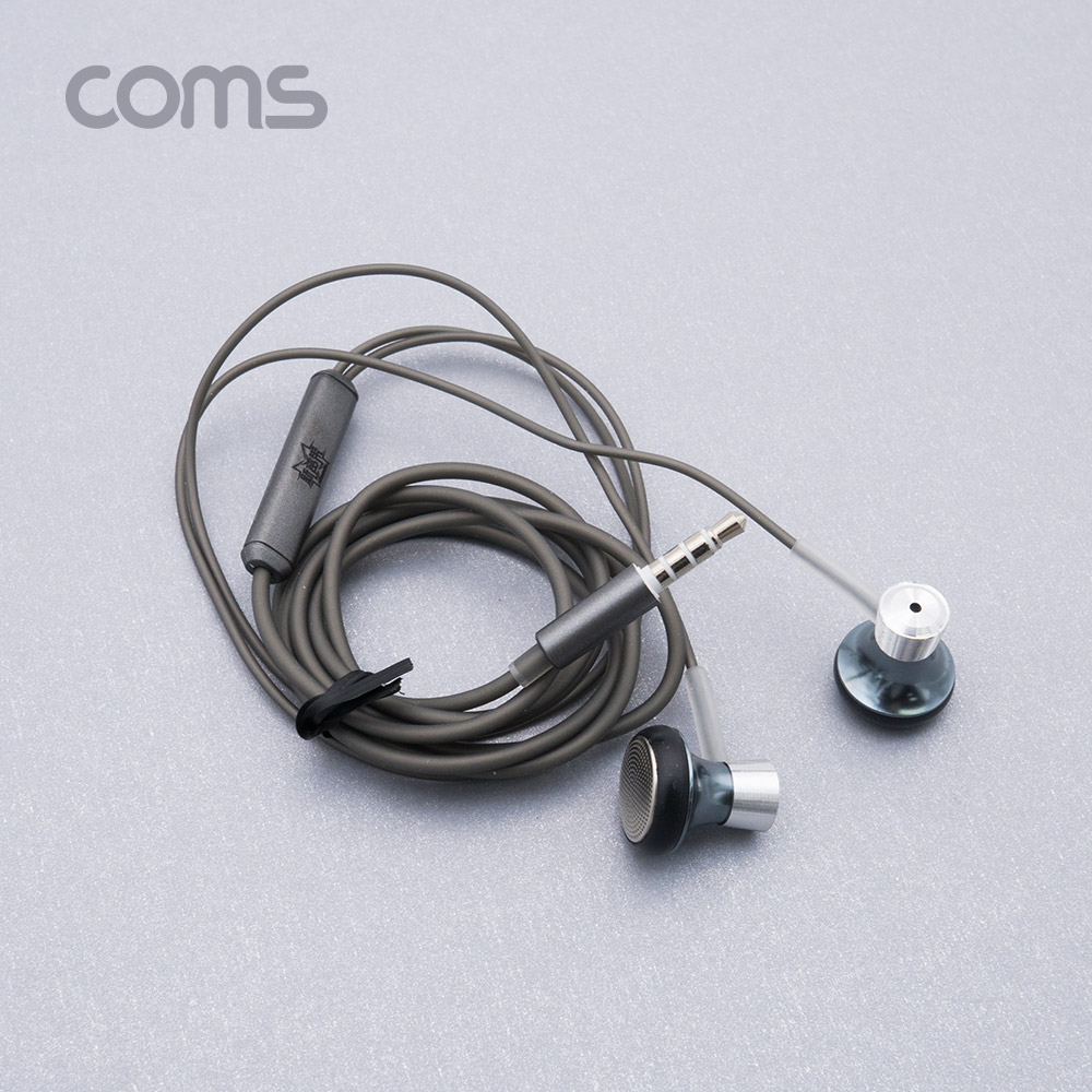Coms 이어폰 (3.5mm / 마이크 / 볼륨 컨트롤), 1.2m, Black