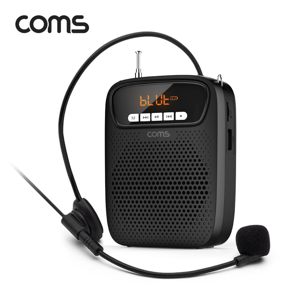 Coms 휴대용 블루투스 스피커&유선 마이크 앰프 Black