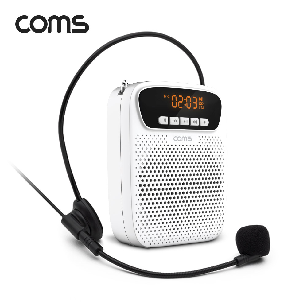 Coms 휴대용 블루투스 스피커&유선 마이크 앰프 White
