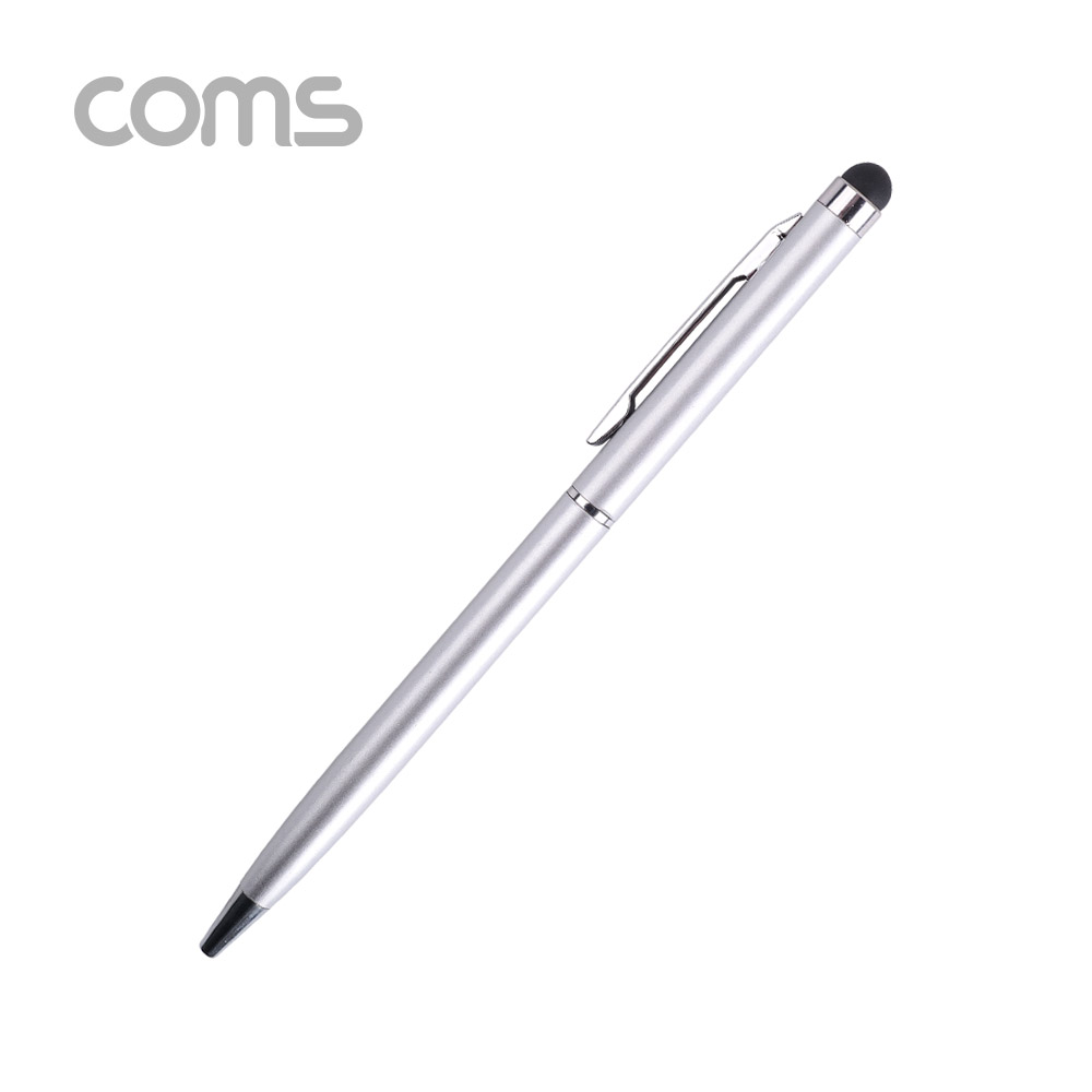 Coms 정전식 터치펜/ 볼펜형 / 양면 스타일러스 펜 / Silver