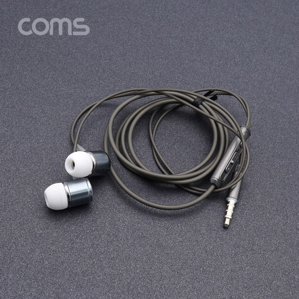 Coms 이어폰 (3.5mm / 마이크 / 볼륨 컨트롤), 1.2m, Metal