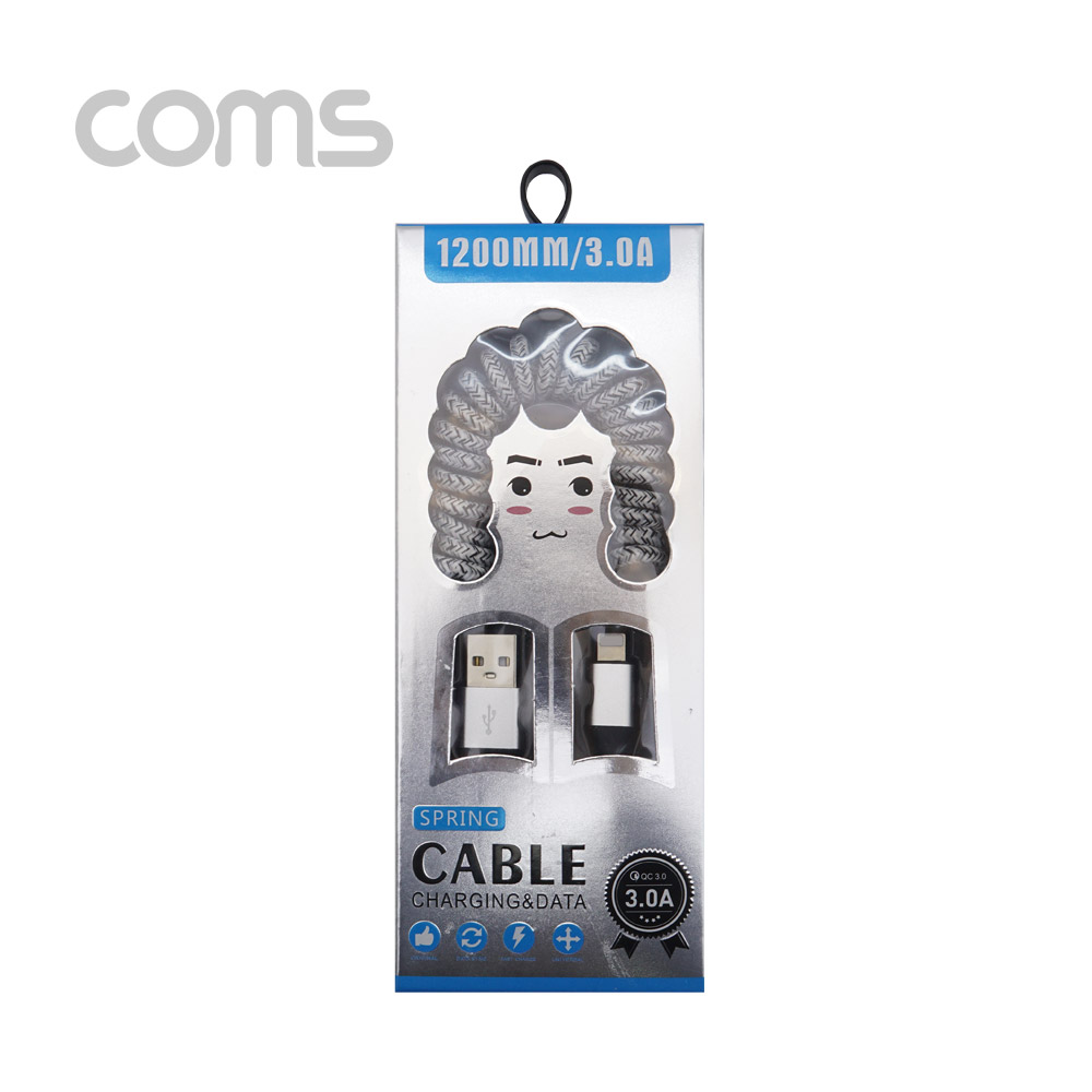 coms iOS 8pin 케이블 스프링 / Gray / 30~120cm