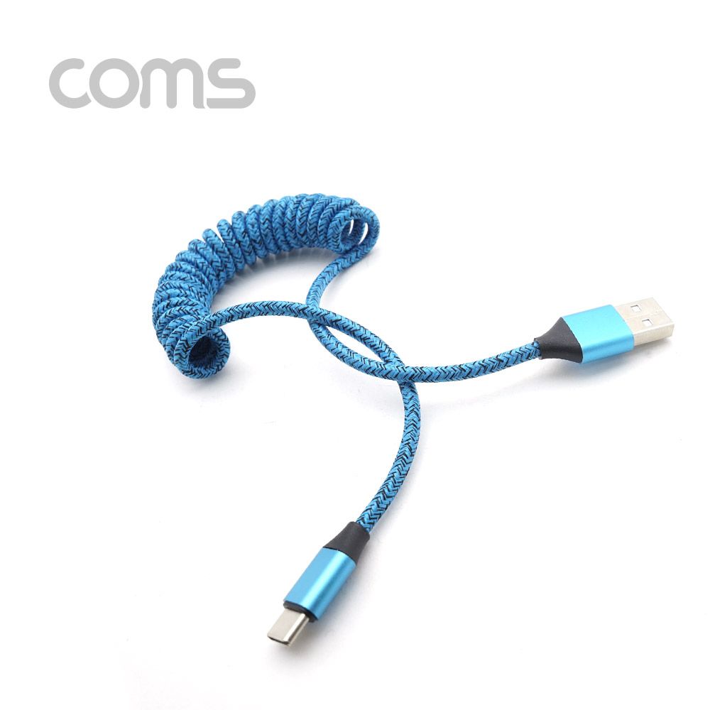 coms USB 3.1 케이블(Type C) 스프링 Blue 30~120cm