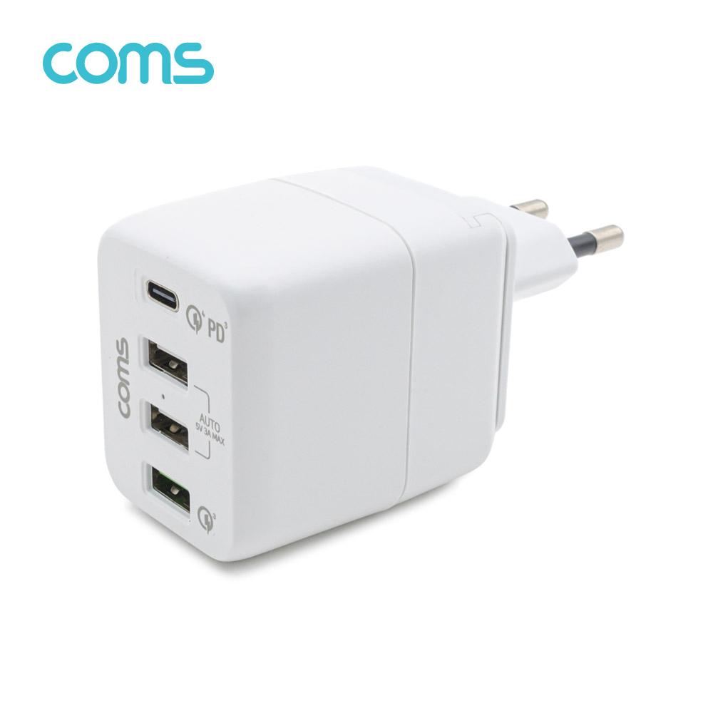 Coms 해외 여행용 멀티 충전기/아답터/어댑터, USB 4포트, USB 3.1 Type C/USB-A/PD/QC3.0/45W