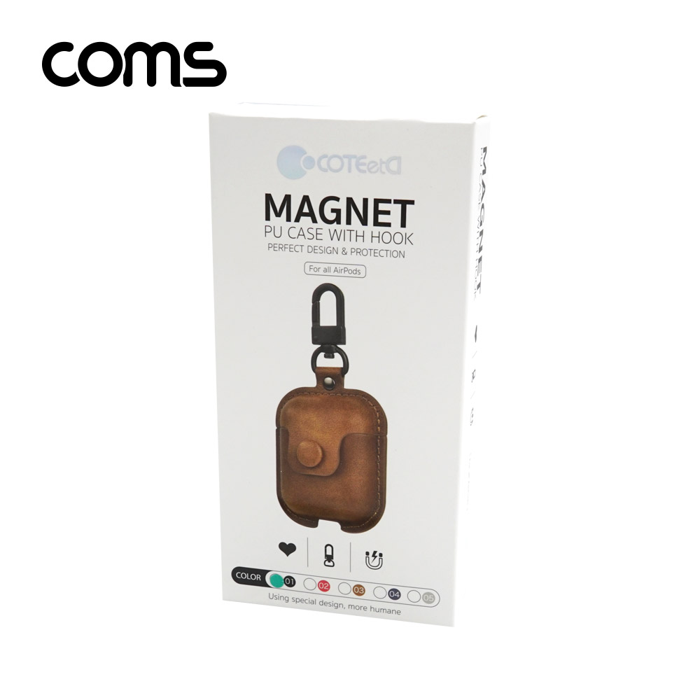 Coms 에어팟 가죽 케이스 / 마그넷 / 자석 / Black