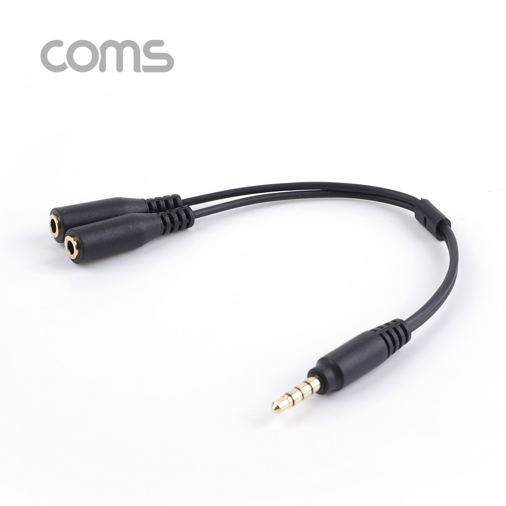 Coms AUX 스테레오 젠더 Y형(4극 M/F x 2) / Stereo / 이어폰, 마이크 연결 / 20cm