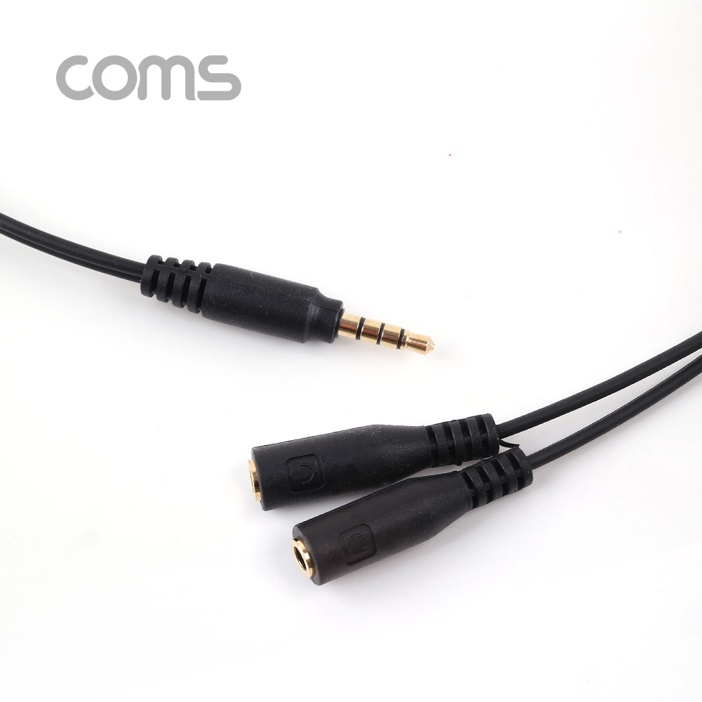 Coms AUX 스테레오 젠더 Y형(4극 M/F x 2) / Stereo / 이어폰, 마이크 연결 / 20cm