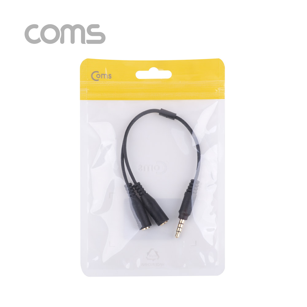 Coms AUX 스테레오 젠더 Y형(4극 M/F x 2) / Stereo / 이어폰, 마이크 연결 / 20cm