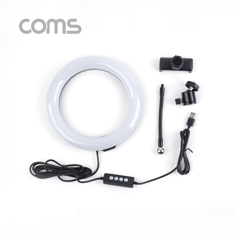Coms LED 라이트 링형(8형) / 원형 램프 / 개인방송용 조명 / USB 전원 / 20cm / 삼각대포함