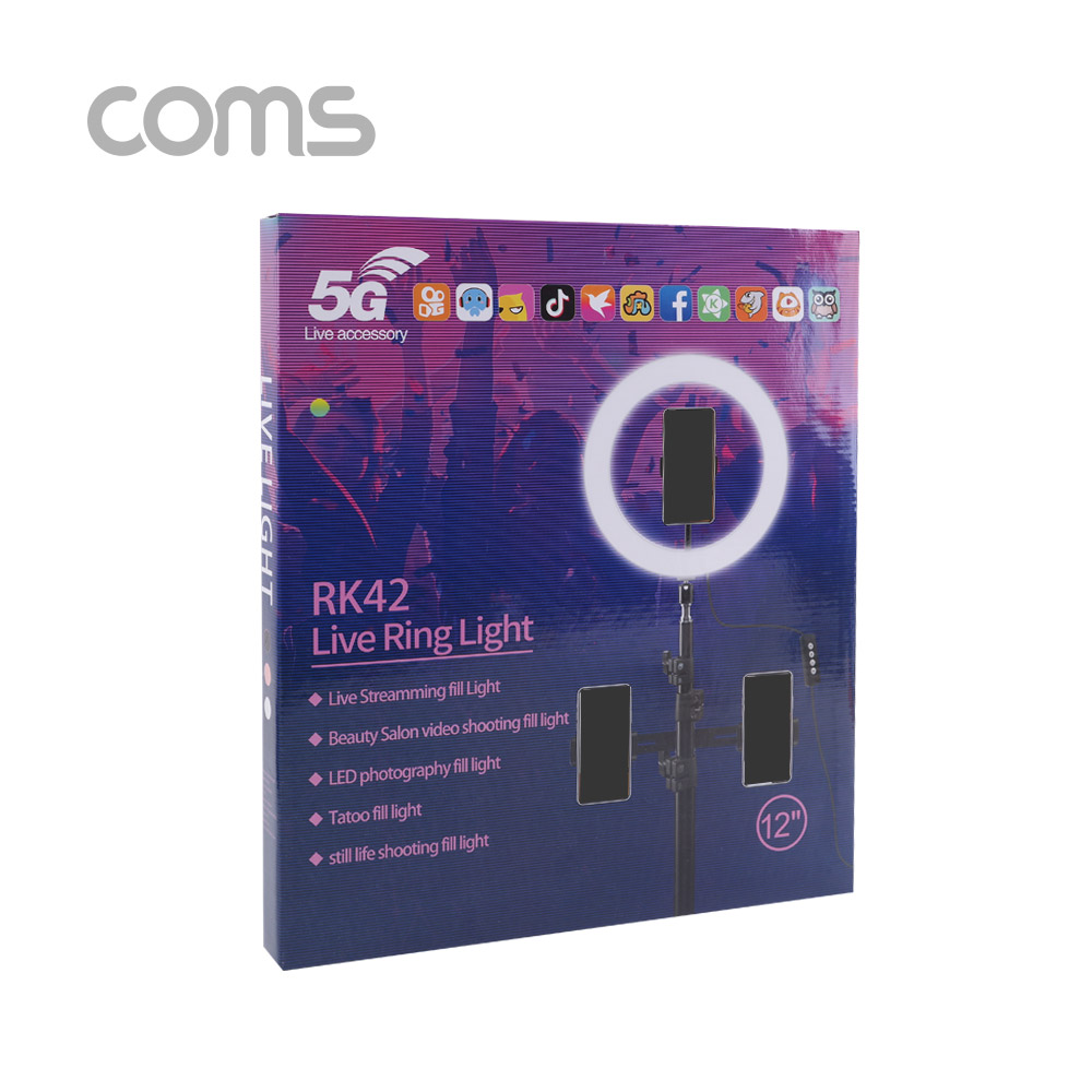 Coms LED 라이트 링형(12형) / 원형 램프 / 개인방송용 조명 / USB 전원 / Ring Light / 30cm