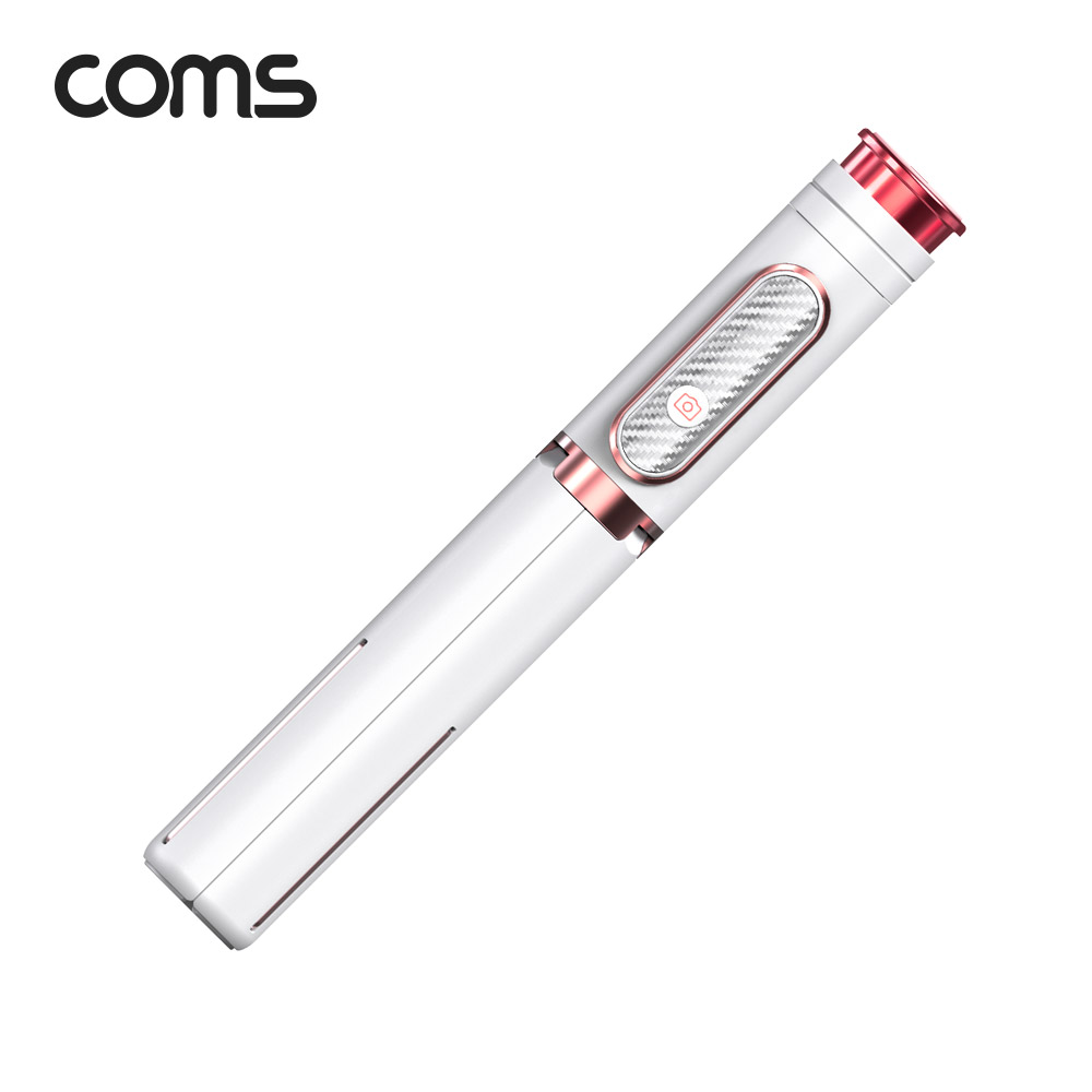 Coms 셀카봉 삼각대 블루투스 무선 리모컨 일체형 White, 액션캠/미러리스 호환 마운트 내장