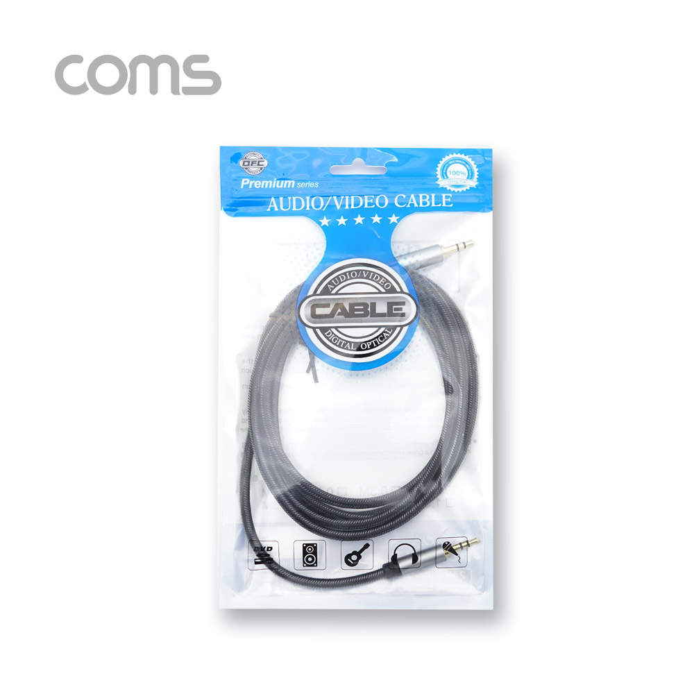 Coms OFC 스테레오 케이블 (3.5ø) 1.8M / 3극 / 메쉬재질