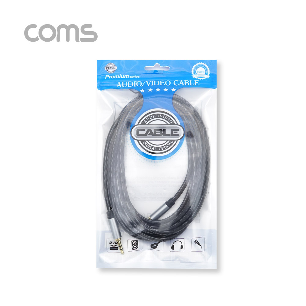 Coms OFC 스테레오 케이블 (3.5ø) 3M / 3극 / 메쉬재질