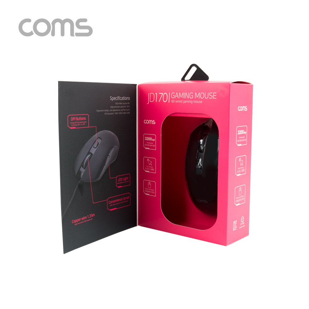 Coms 게이밍 마우스 / USB 유선 / LED 변환 / 최대 3200DPI