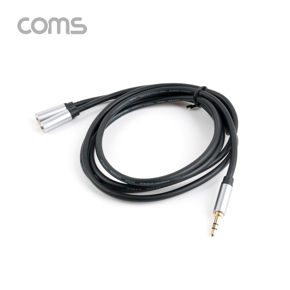 Coms 스테레오 젠더 Y형(3.5 M/Fx2), Aux 케이블(3극) 2분배, 1.8m