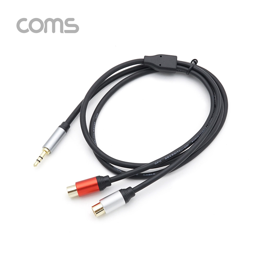 Coms 스테레오/RCA(2선) 케이블 (3.5 ST M/2RCA F), 1M