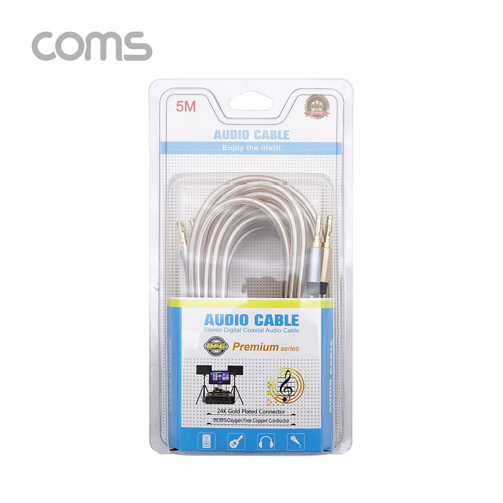 Coms 바나나 케이블(2선) 5M / 투명 구리선 / 무산소 동선(OFC)