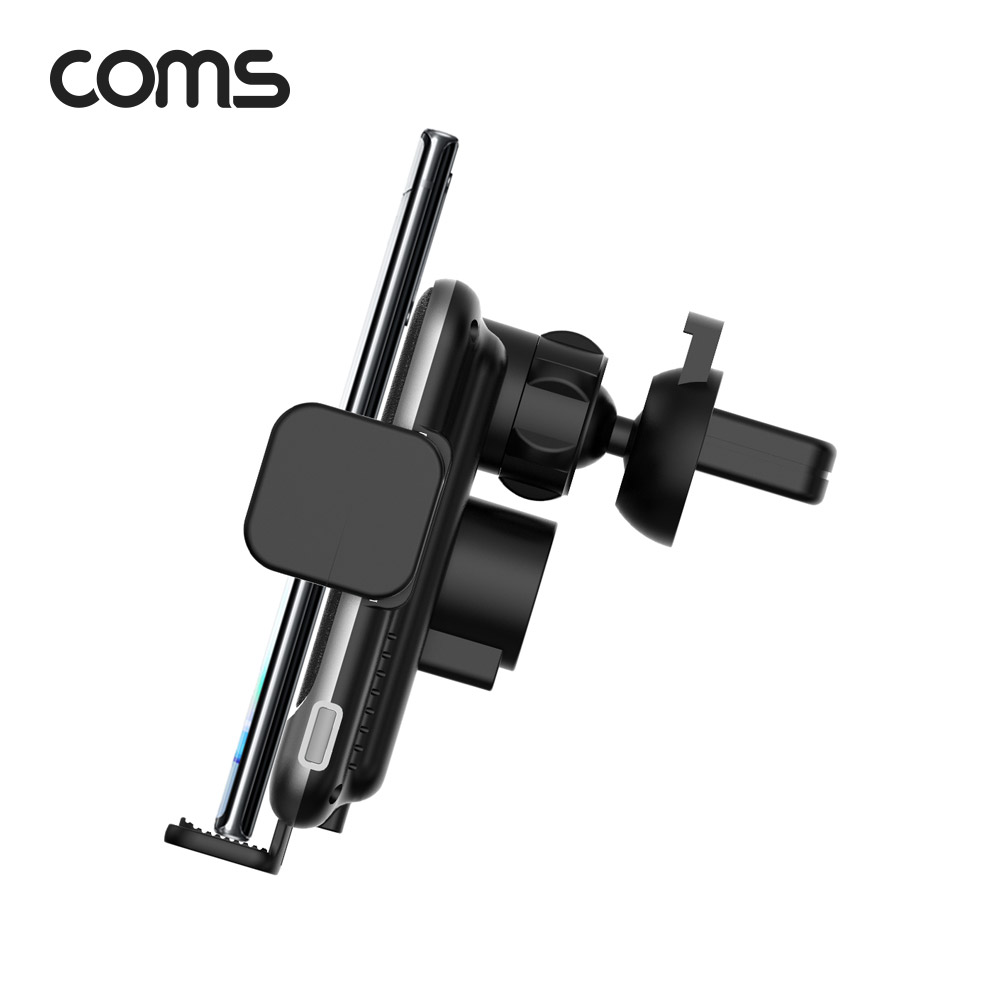 Coms 차량용 무선 고속충전기 (흡착거치+송풍구거치,최대 15W출력, FOD반응센서, 저소음모터)