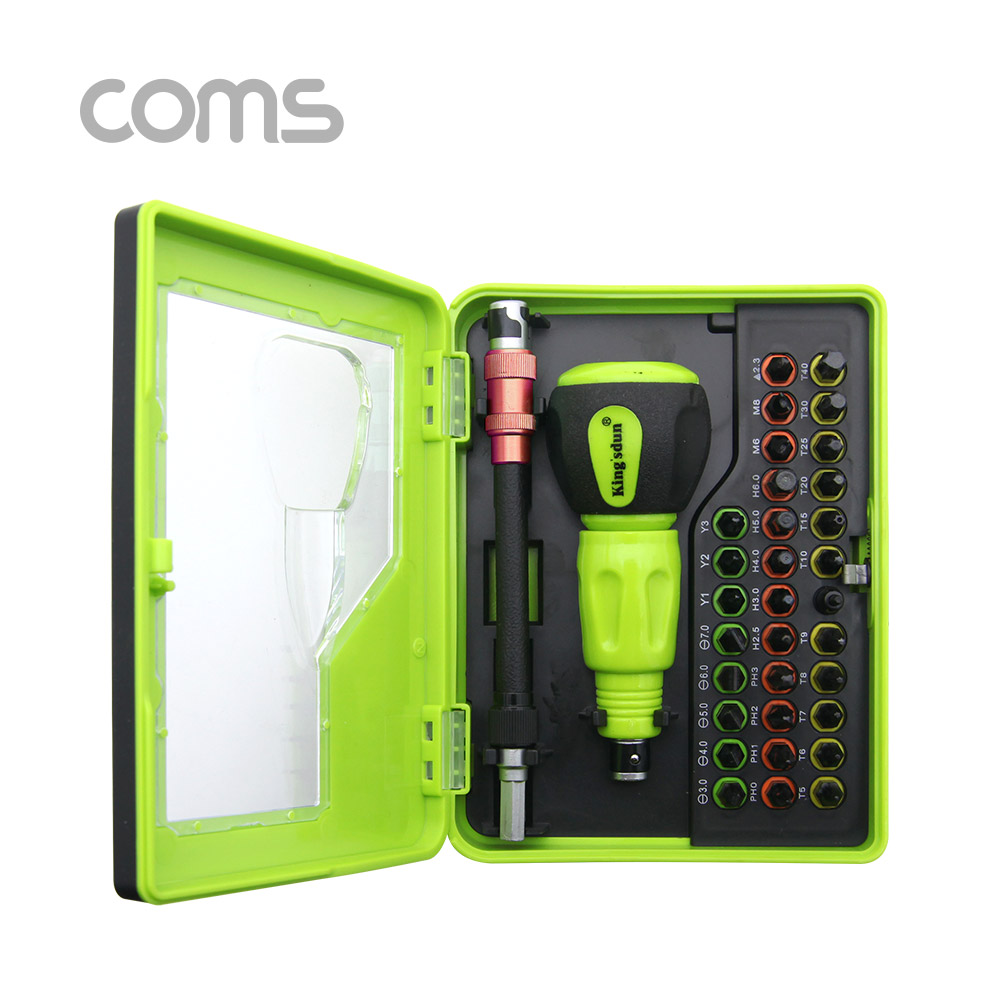 Coms 드라이버 세트(34 in 1) / 분해 조립 키트 / 일자 십자 별 삼각 / RED