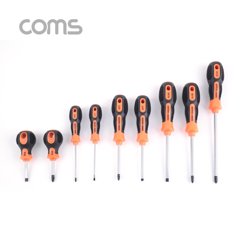 Coms 드라이버 세트 9pcs / 9 in 1 / 크롬 바나듐(고출력) / 고무 손잡이