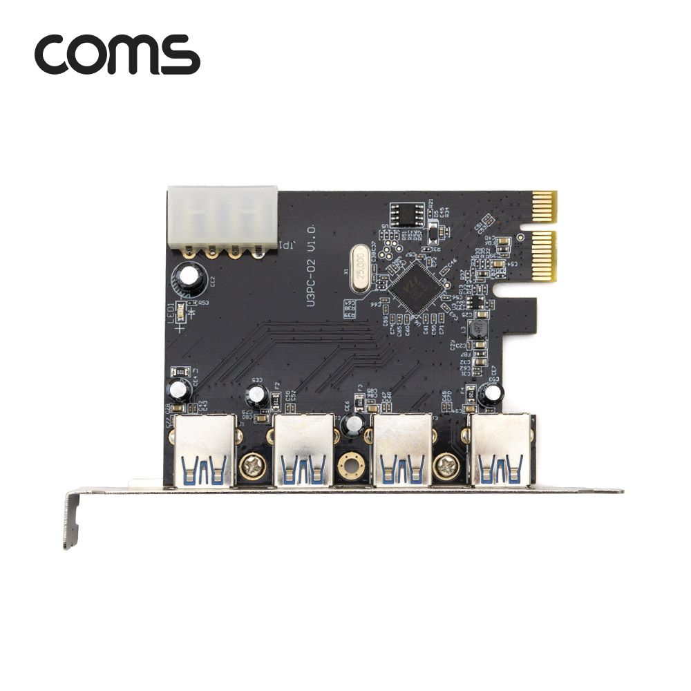Coms USB 3.0 4Port PCI-express card / 4포트 / PCI-E 카드 / 4Pin 보조전원