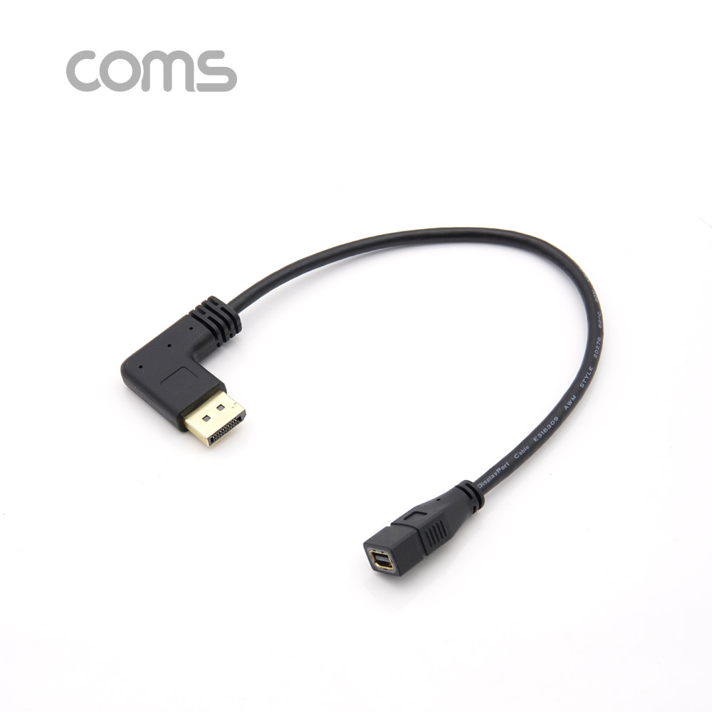 Coms 디스플레이 포트 젠더 변환 DP(M) 우향꺾임 / Mini DP(F) 30cm