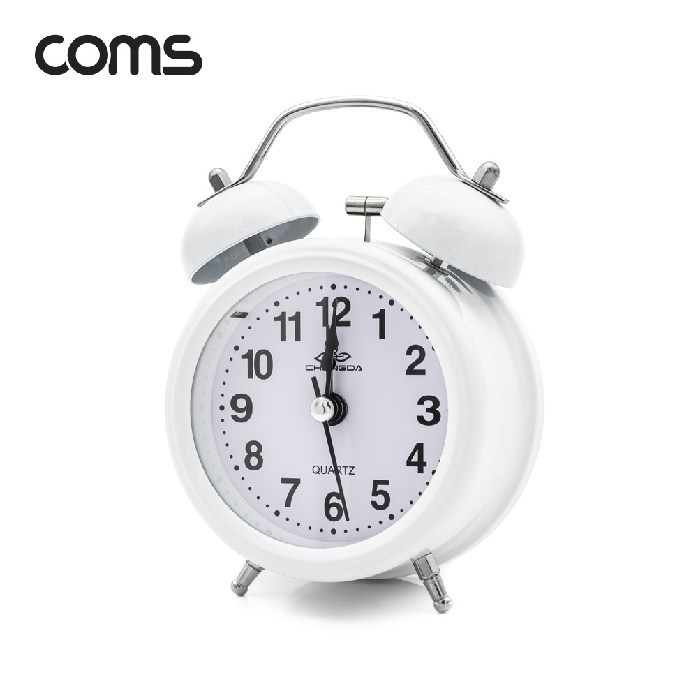 Coms 탁상용 아날로그 시계 / White / 알람시계 / 원형 / 무소음