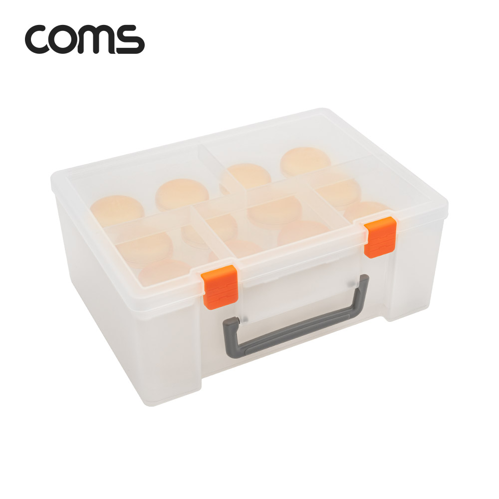Coms 다용도 PVC 수납함 / 정리함 / 2단 분리 / 5칸 / 원형용기 12개
