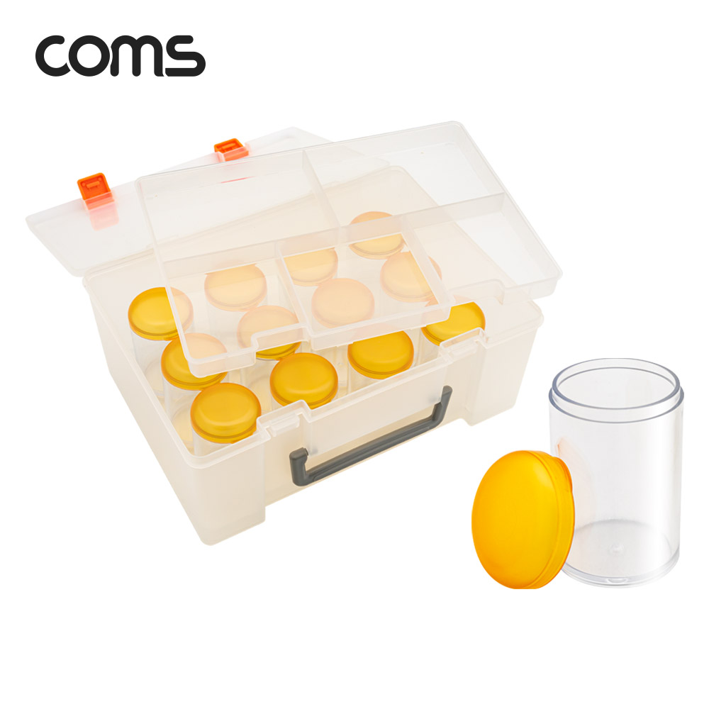 Coms 다용도 PVC 수납함 / 정리함 / 2단 분리 / 5칸 / 원형용기 12개