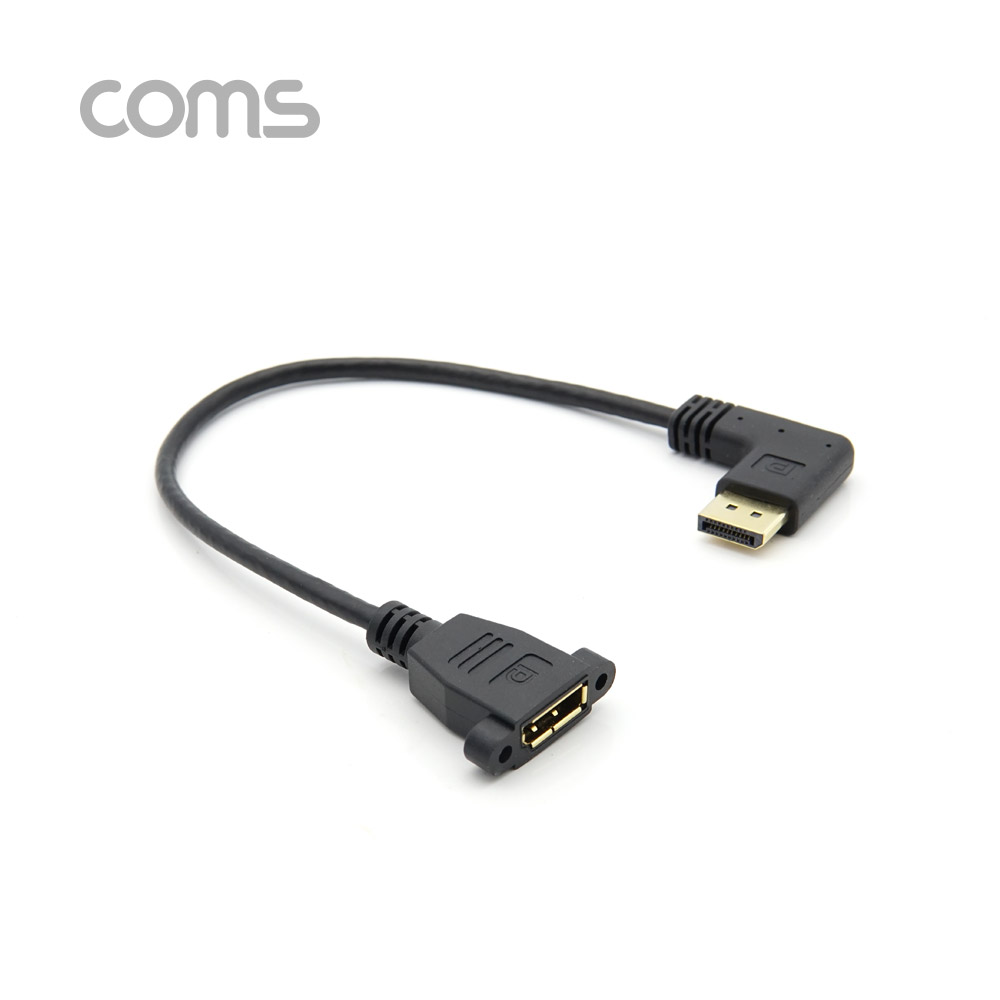 Coms 디스플레이 포트 젠더 연장 DP(M) 좌향꺾임(꺽임)/DP(F) 브라켓 연결용/판넬형 30cm