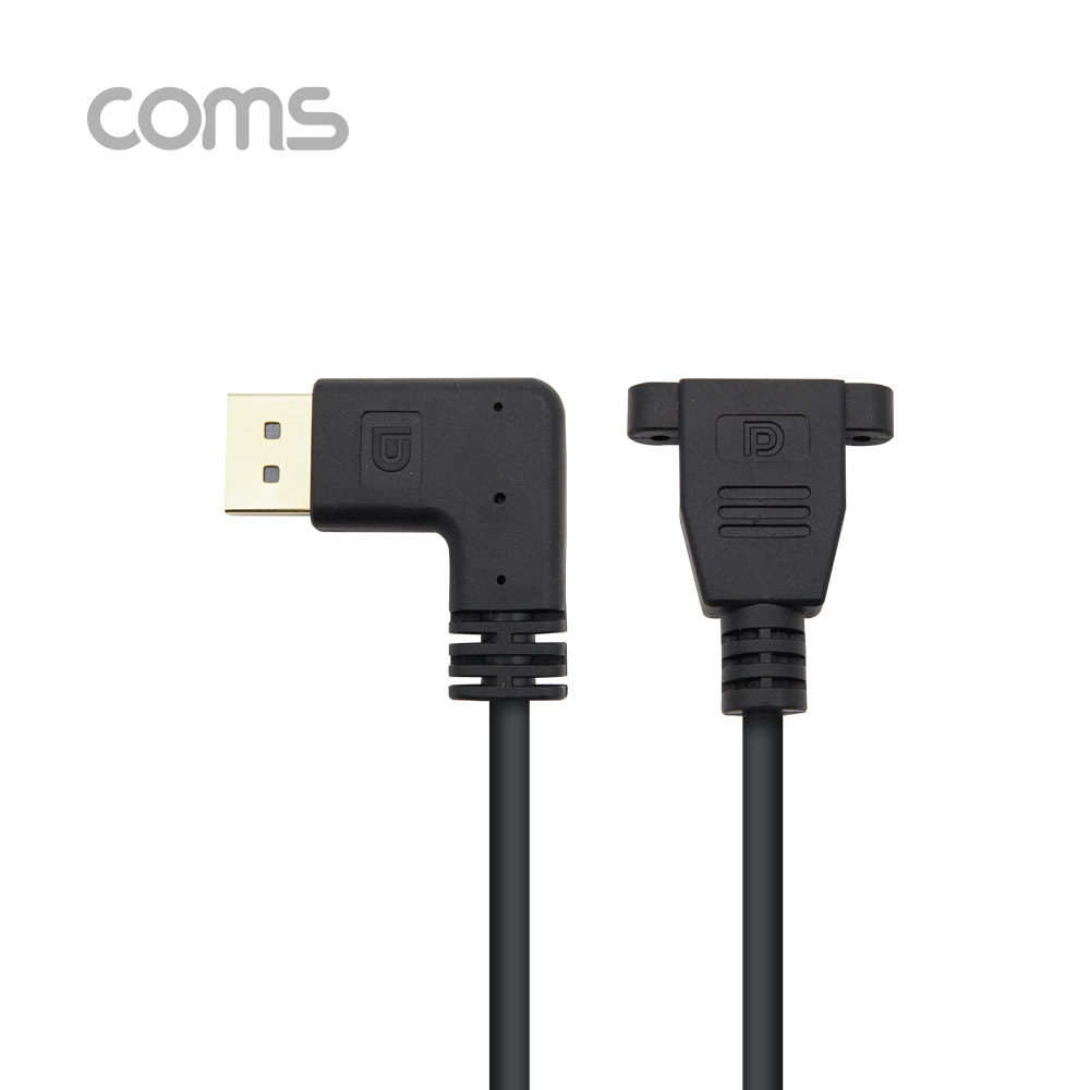 Coms 디스플레이 포트 젠더 연장 DP(M) 좌향꺾임(꺽임)/DP(F) 브라켓 연결용/판넬형 30cm