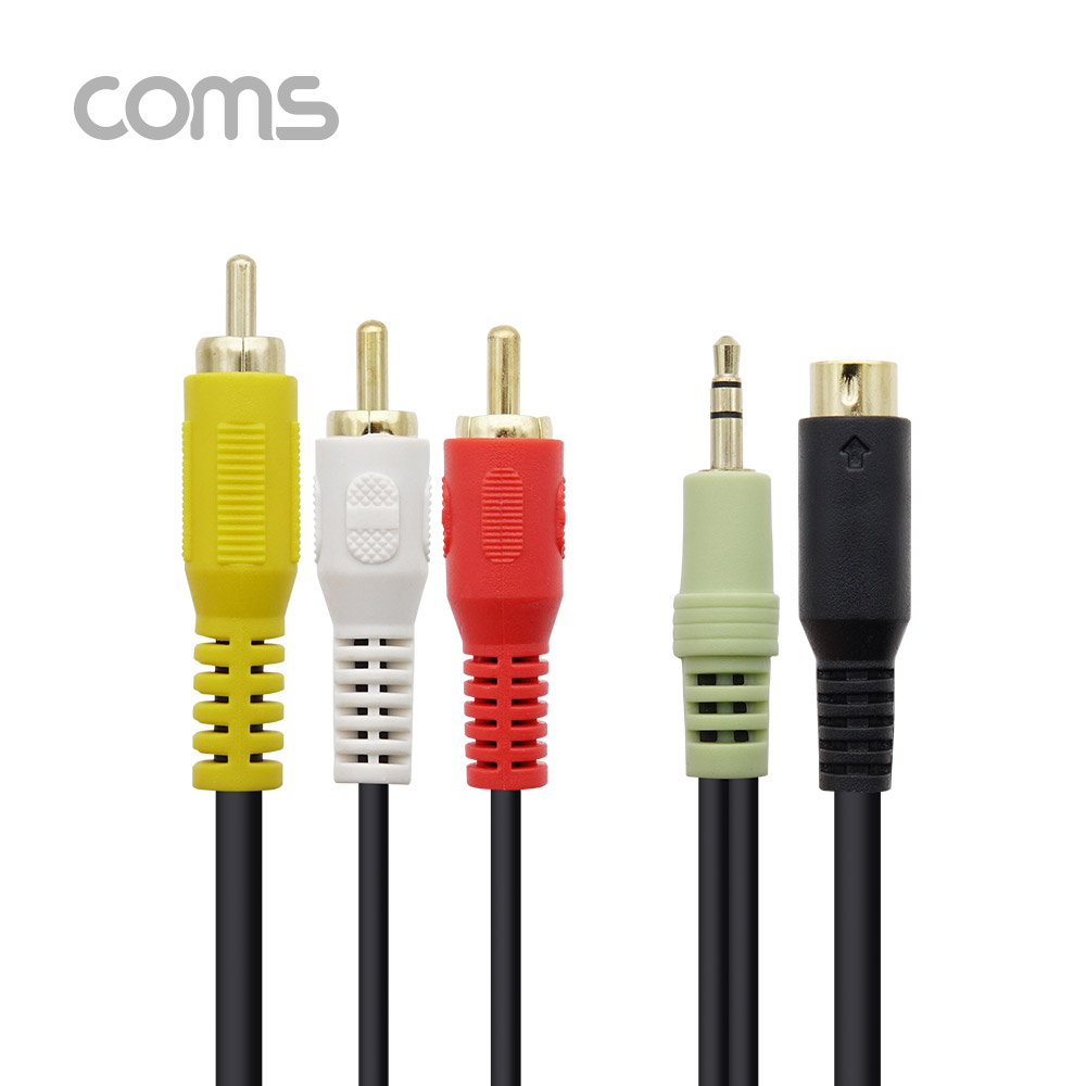 Coms AV 통합케이블(ST/SVHS to 3RCA], 5m / 음성 / 영상케이블