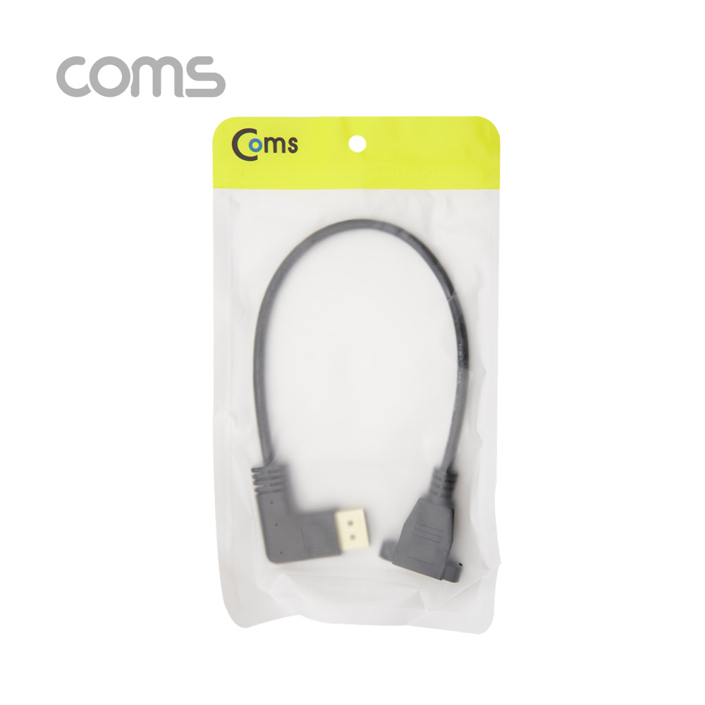 Coms 디스플레이포트 연장 젠더 DP(M) 우향꺾임(꺽임) to DP(F) 브라켓 연결용/판넬형 30cm