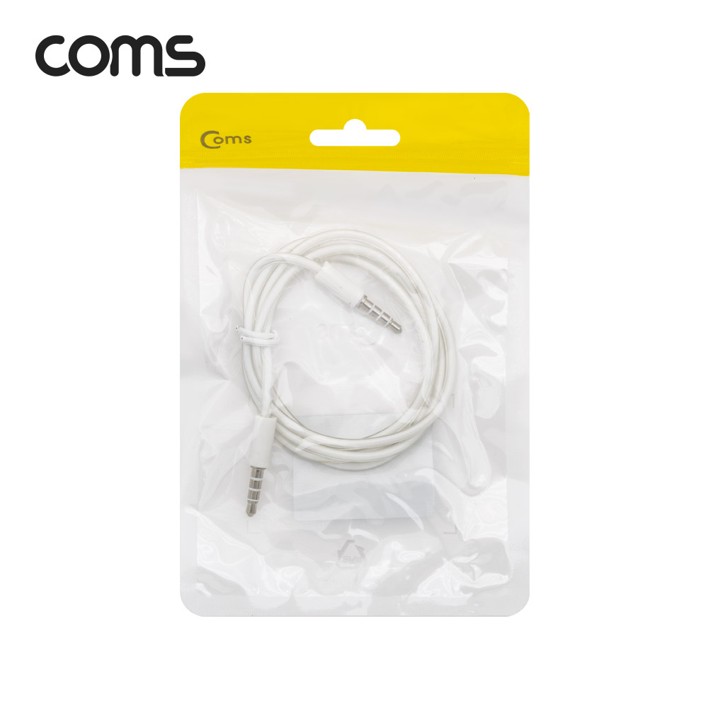 Coms 스테레오 케이블 / 3.5mm / 4극 / 수(M/M) / 1M / 투명 White