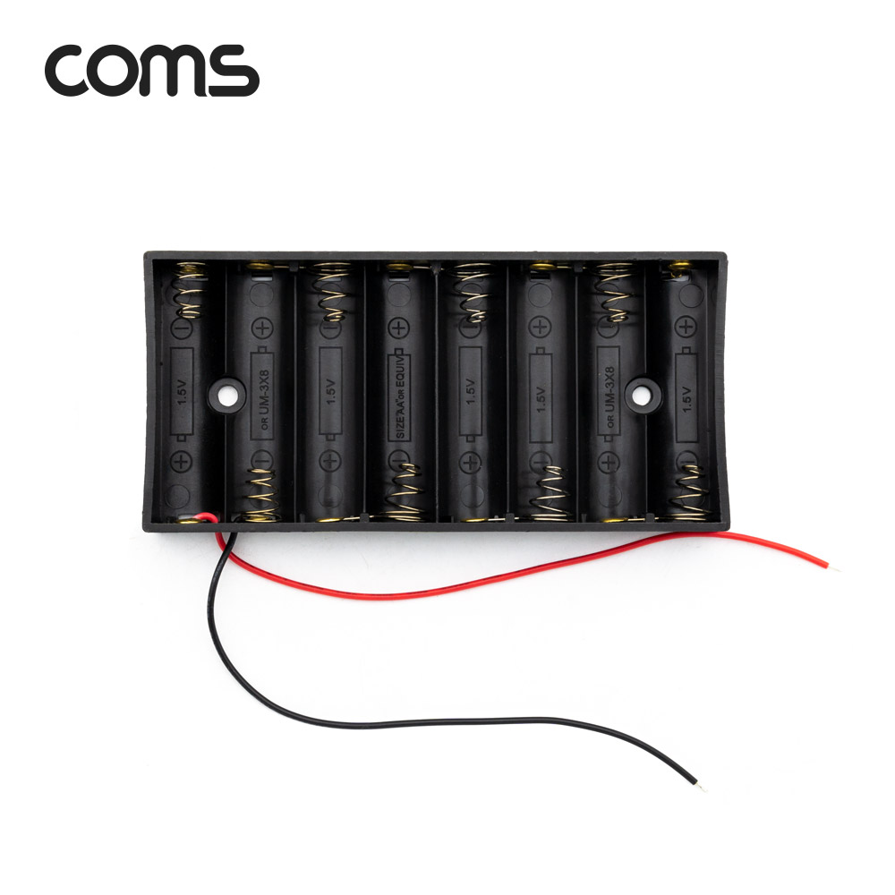 Coms AA 건전지 8구 홀더 / 2선 전원 10cm
