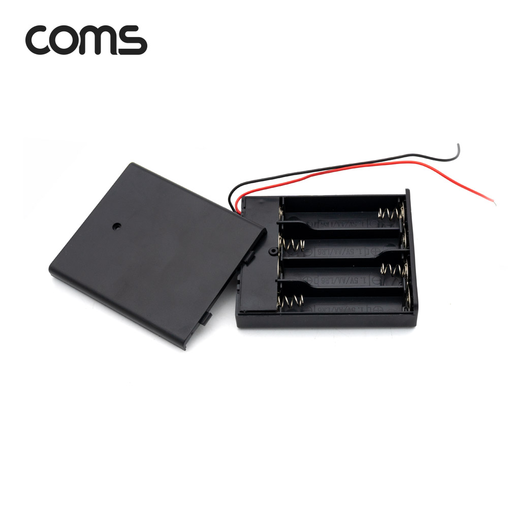 Coms AA 건전지 4구 커버 스위치 홀더 / 2선 전원 15cm