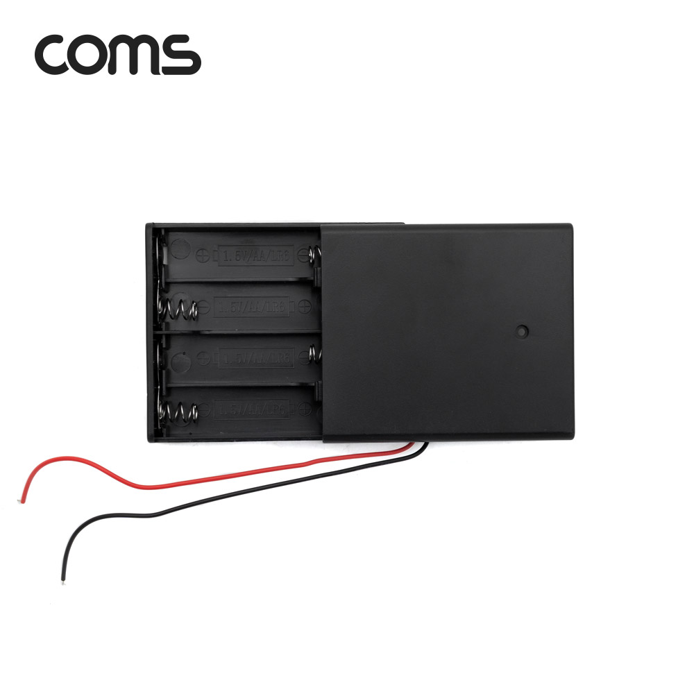 Coms AA 건전지 4구 커버 스위치 홀더 / 2선 전원 15cm