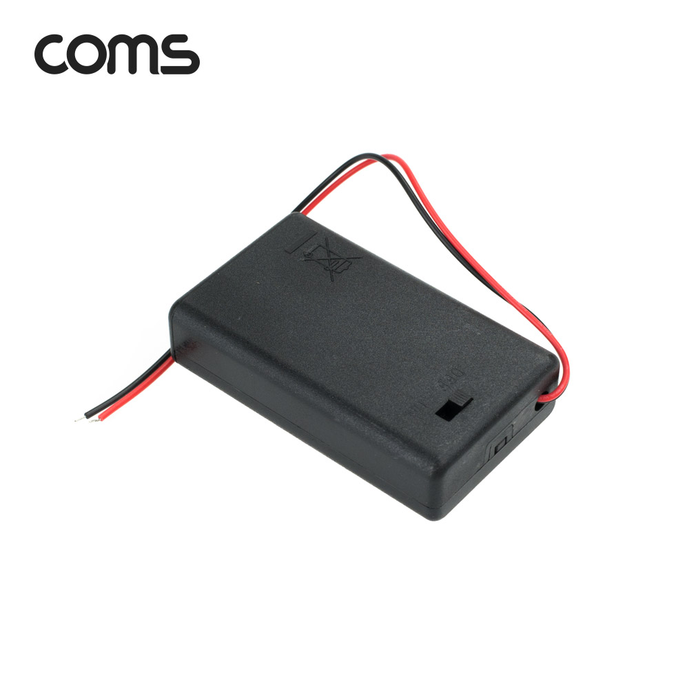 Coms AAA 건전지 3구 커버 스위치 홀더 / 2선 전원 15cm