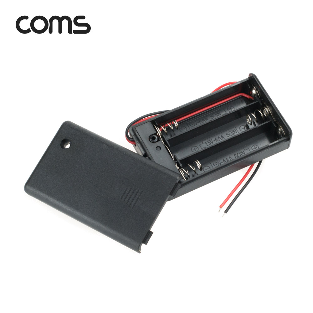 Coms AAA 건전지 3구 커버 스위치 홀더 / 2선 전원 15cm