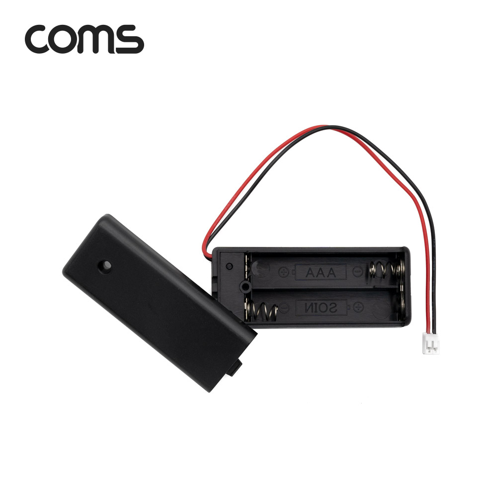 Coms AAA 건전지 2구 커버 스위치 홀더 / 2선 전원 15cm