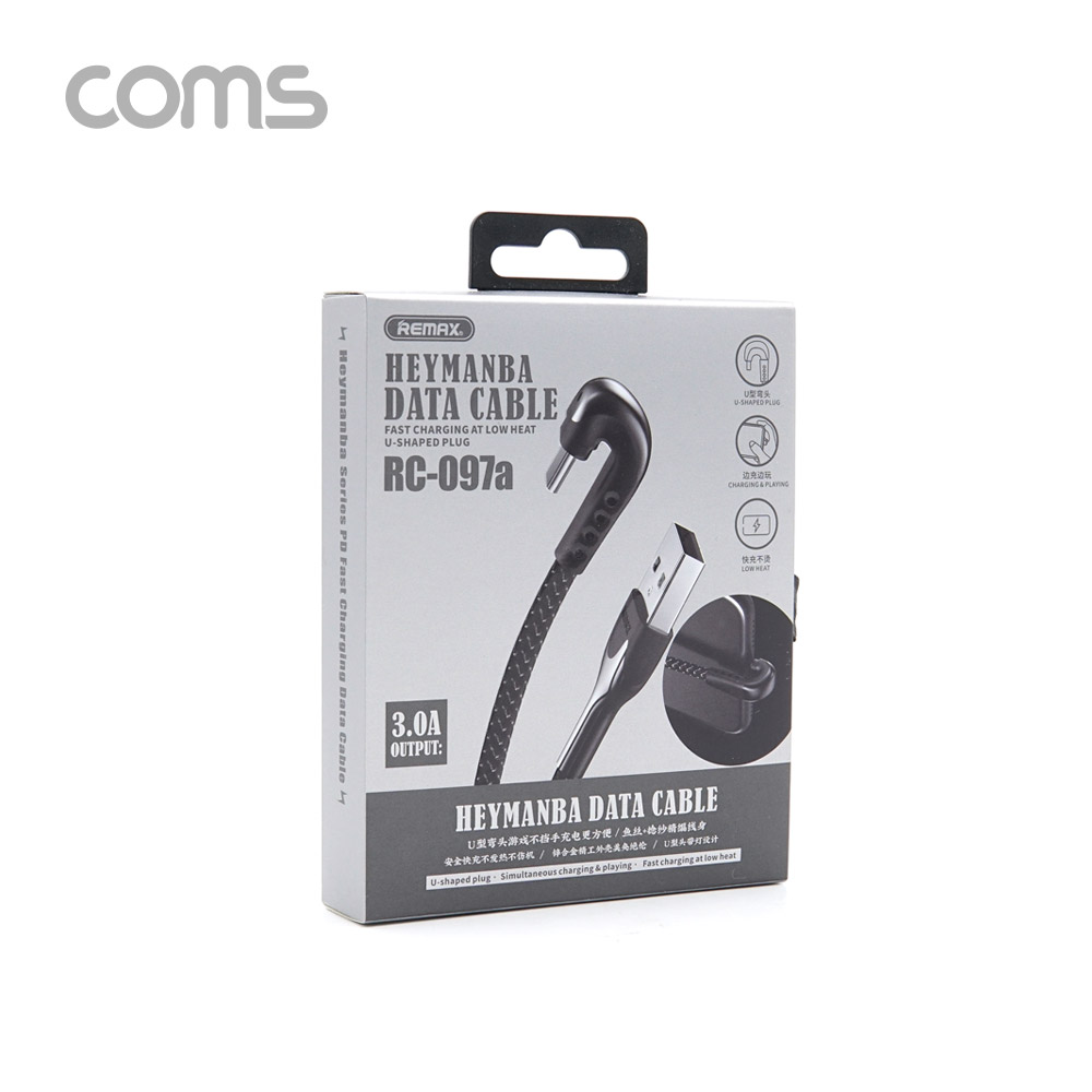 Coms USB 3.1(Type C) 케이블 / C타입 케이블 / 180도 꺾임 / 고속충전 / 3.0A / 1M