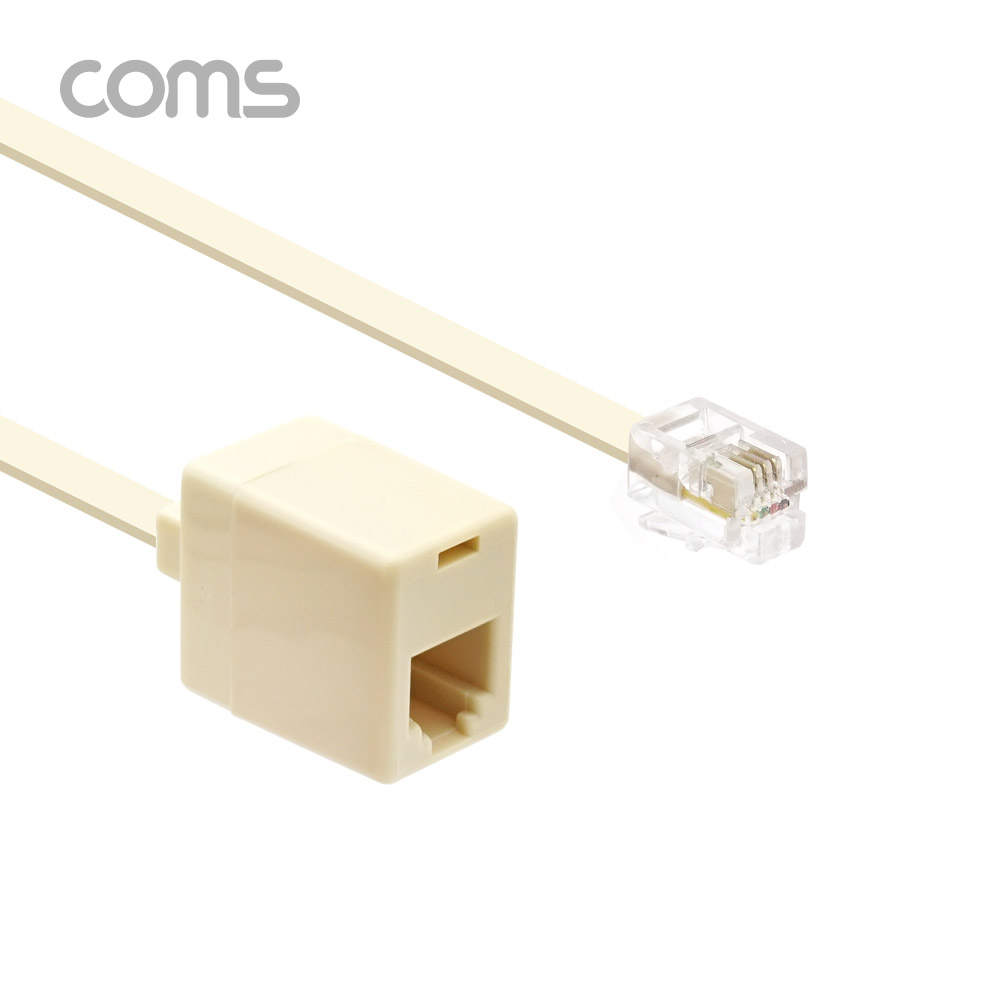 Coms 전화선 변환 케이블 (5M) / RJ11(M/F) / 6P4C(F) / 4P4C(M)