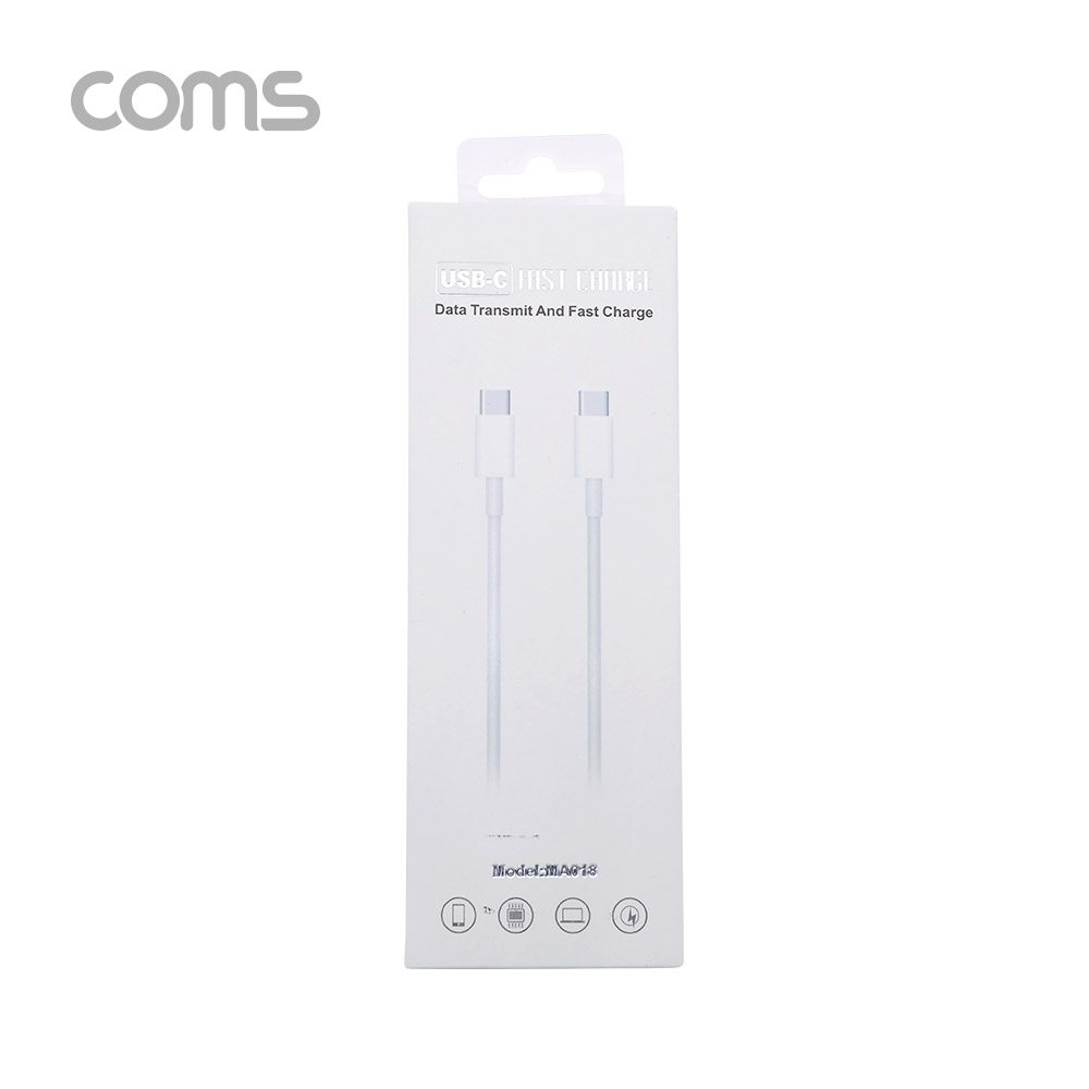 Coms USB 3.1 Type C 케이블(M to M) 1M / 고속충전 및 480Mbps 속도 / White