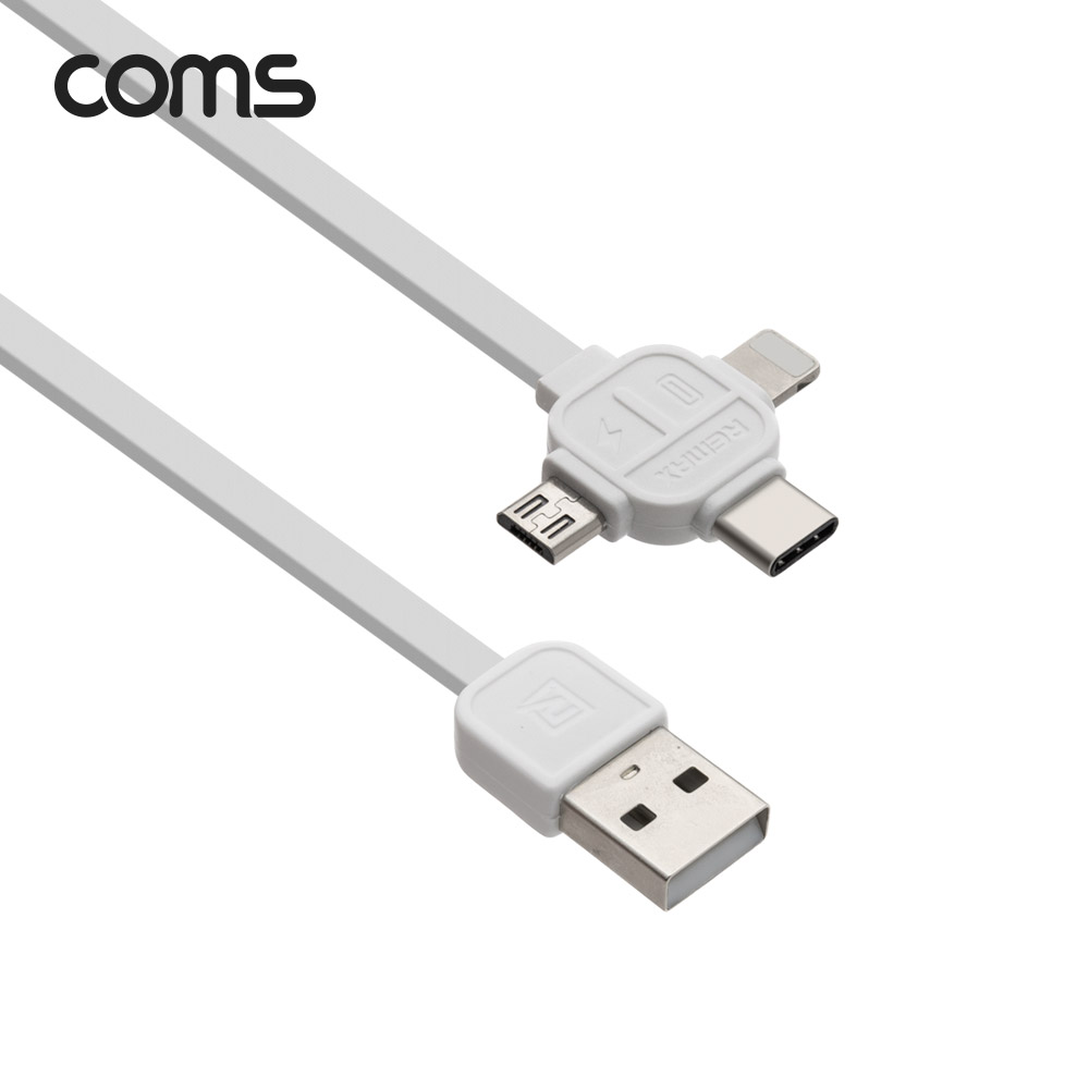 Coms 3 in 1 스마트폰 멀티 케이블 1M / 2.1A / USB 3.1 Type C, 8Pin, Micro 5Pin