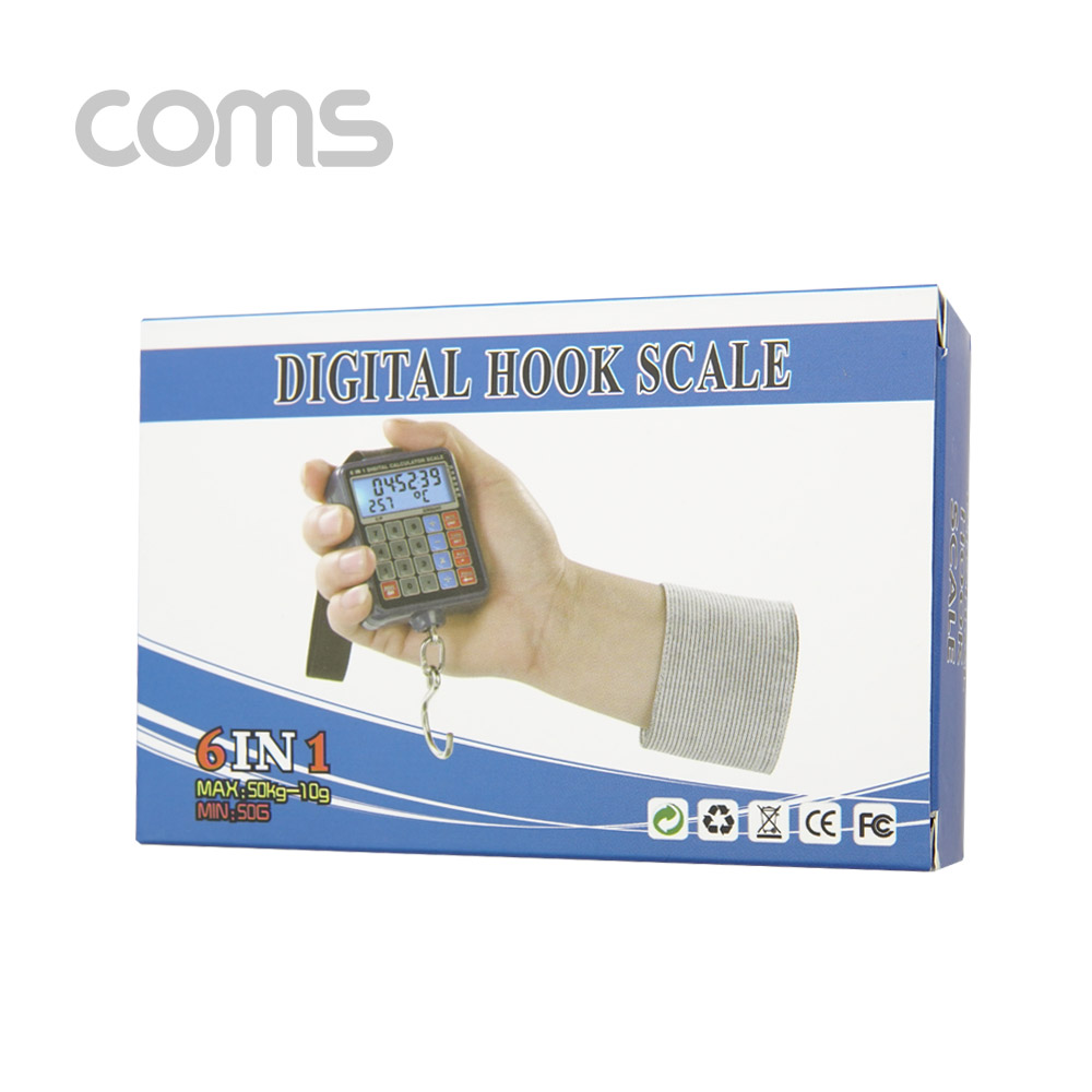 Coms 저울 (가방 무게 측정) / 50kg / 6 in 1 / (계산기/저울/시간, 온도)