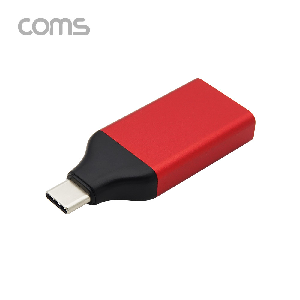 Coms USB 3.1 Type-C to 디스플레이포트 변환 컨버터 젠더형 / Type-C(M) to DP(F) / Red