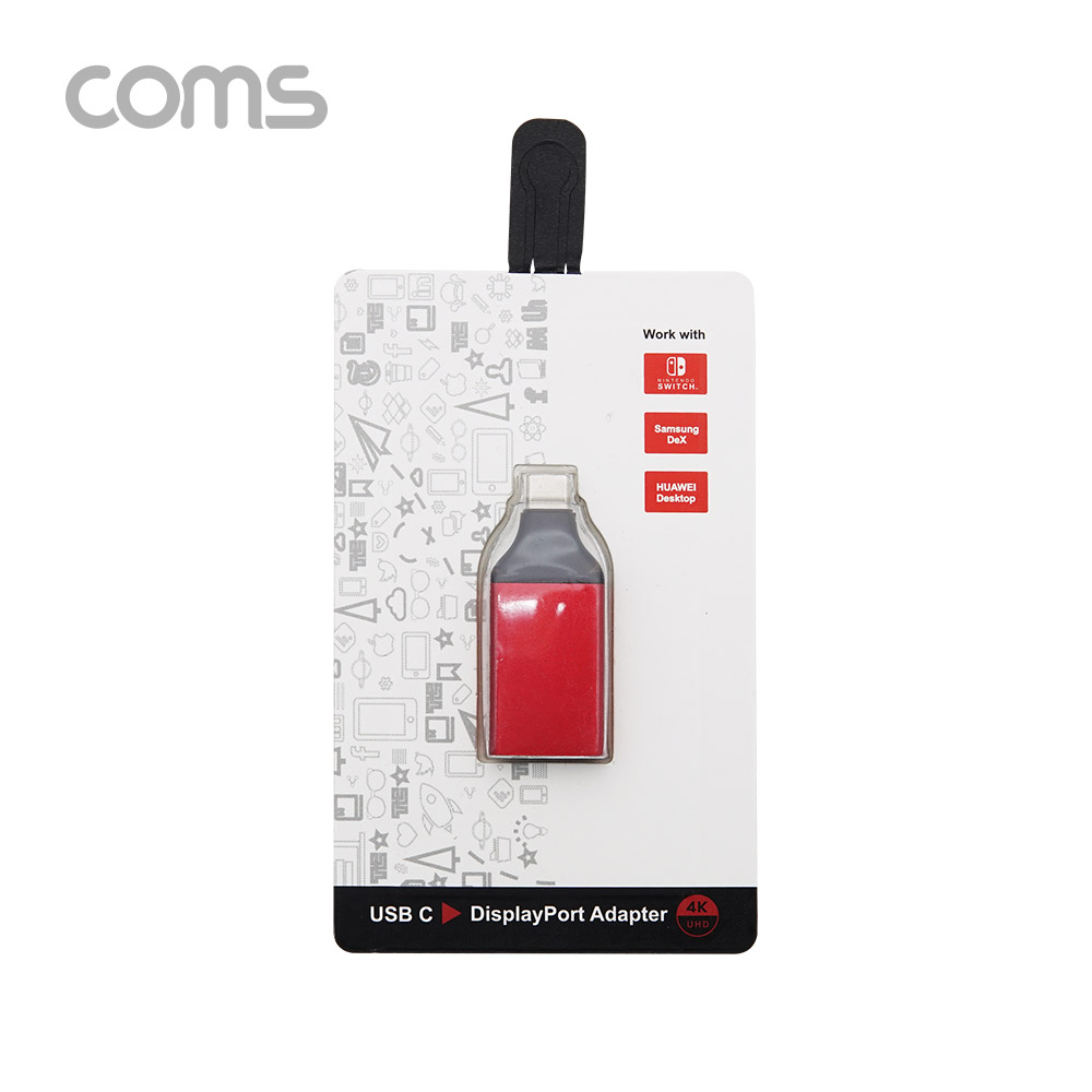 Coms USB 3.1 Type-C to 디스플레이포트 변환 컨버터 젠더형 / Type-C(M) to DP(F) / Red