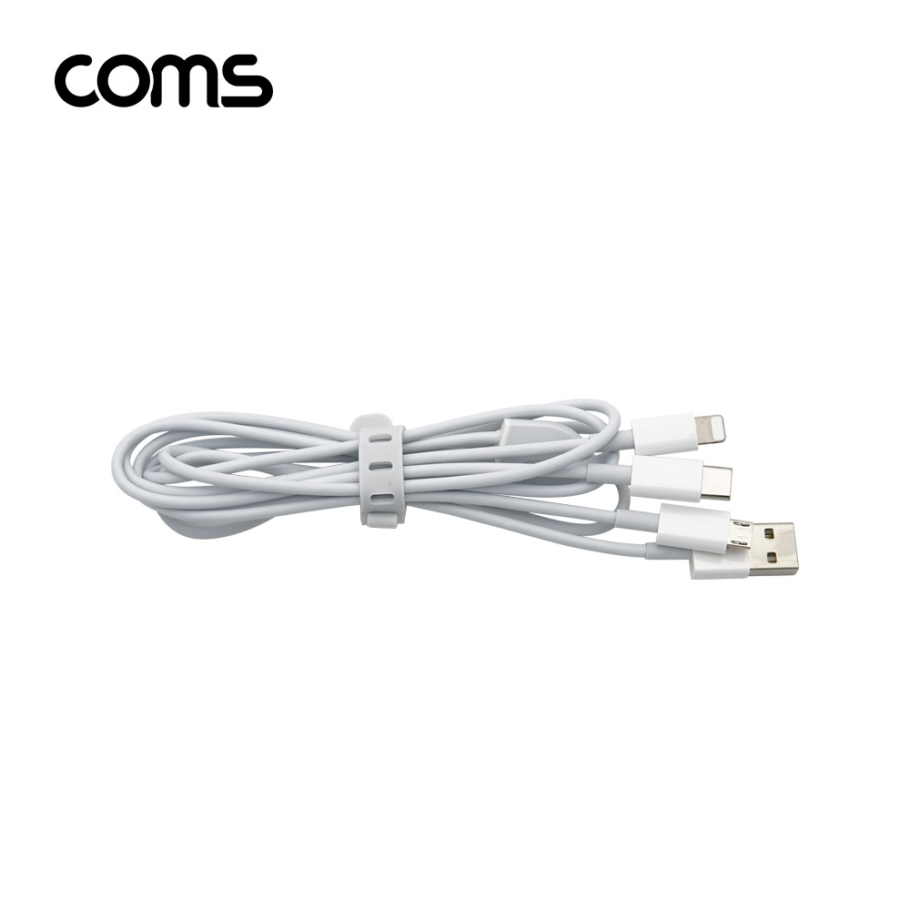 Coms 3 in 1 스마트폰 멀티 케이블 / 1.2M / 3A / USB 3.1 Type C, 8Pin, Micro 5Pin