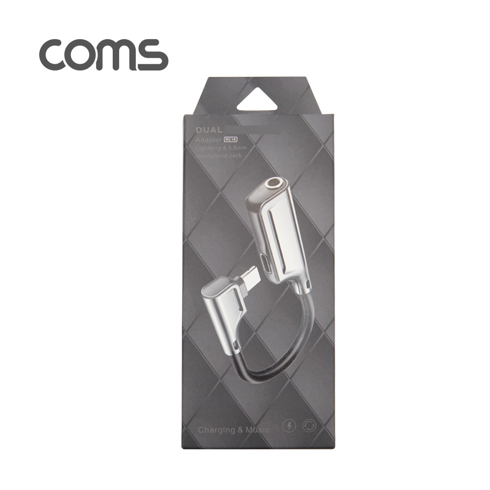 Coms iOS 8핀 AUX 젠더 / Metal / 10cm / 8Pin 충전 + 3.5mm 이어폰 / F형
