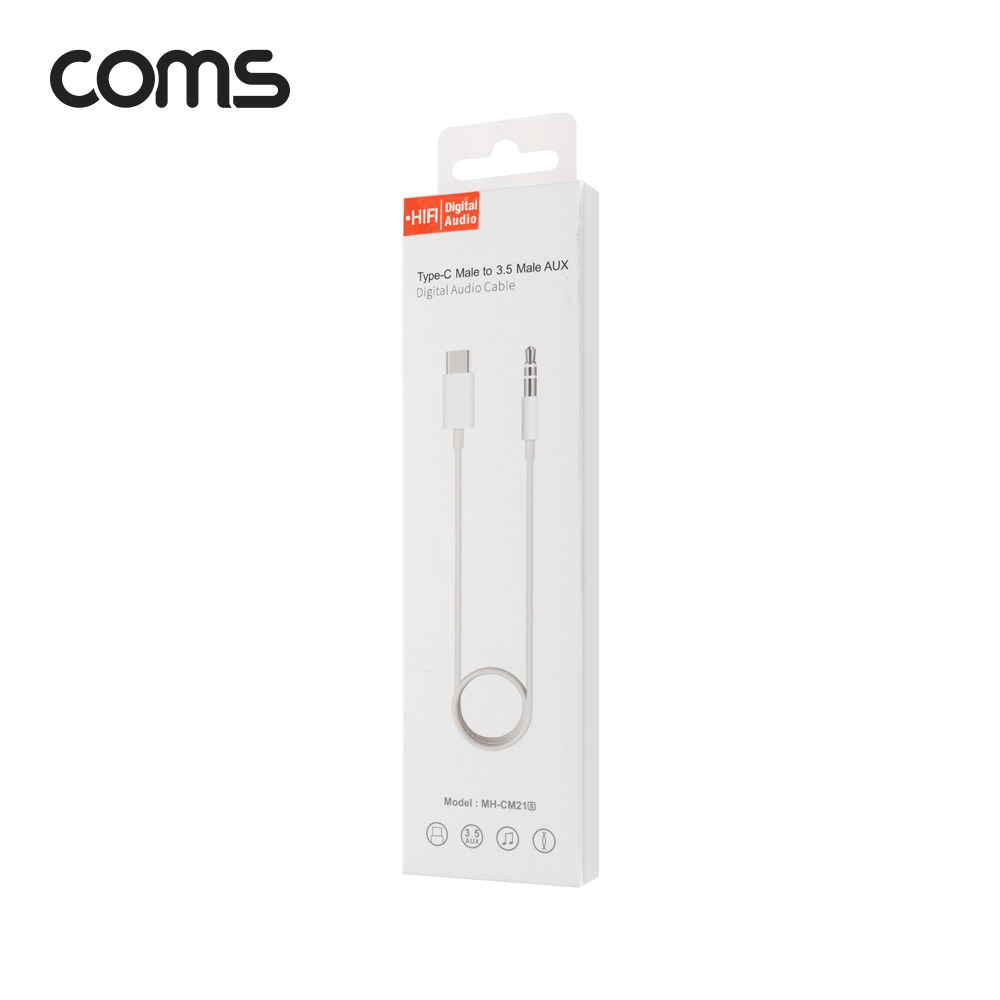 Coms USB 3.1 Type C to 3.5mm AUX 케이블 White 1M